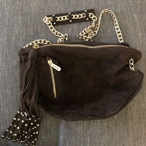 Botkier Brown suede and leather side body purse